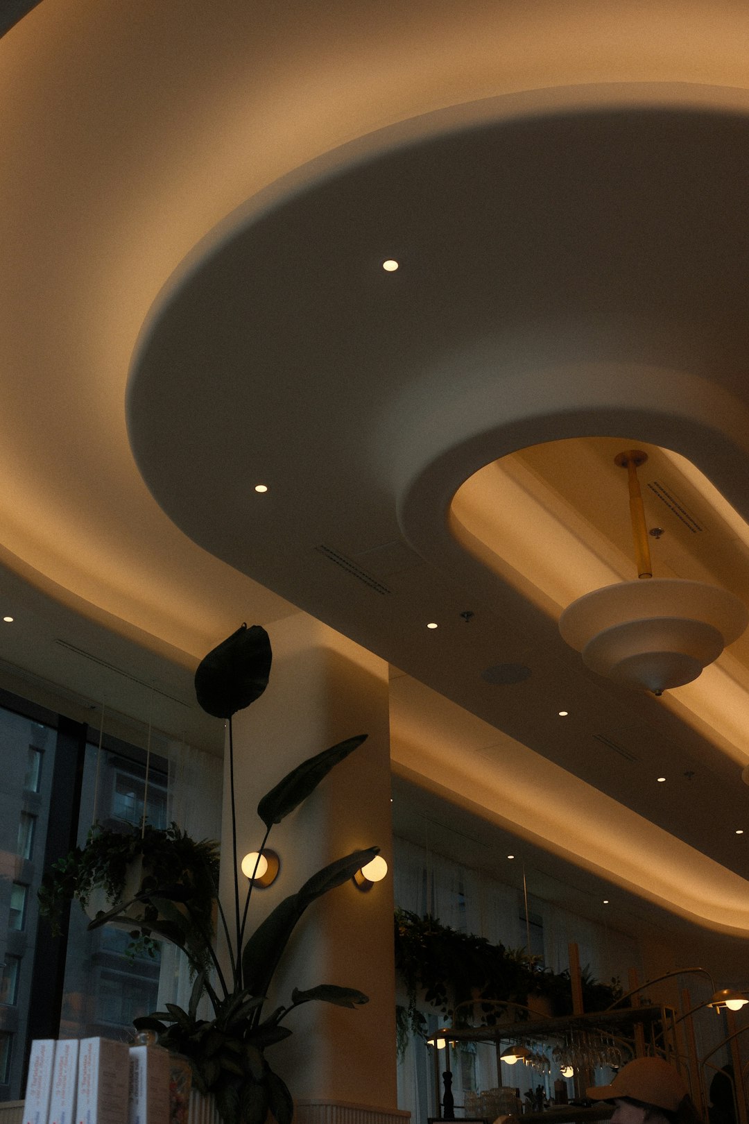 Curves and lighting decorating ceiling